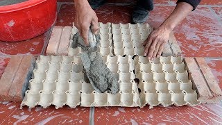 Egg Tray And Cement  How To Make Easy Flower Pots at home for you [upl. by Adnamra]