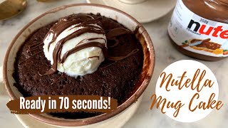 EPIC Eggless Nutella Mug Cake  Fluffy simple 70 second mug cake recipe  BEST microwave cake recipe [upl. by Tasha274]