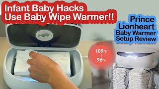 Infant Baby Hacks  Use Baby Wipe Warmer When Changing  Prince Lionheart Baby Warmer Review [upl. by Lynette634]