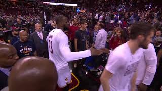 LeBron James handshakes with Kyrie Kevin Love Tristan Thompson and JR Smith  NBA Finals [upl. by Anirb964]