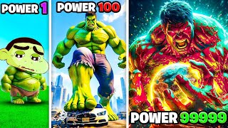 Shinchan Upgrading from Weakest Hulk to STRONGEST GOD LEVEL HULK In GTA V [upl. by Kcir]