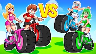 Techy amp Emma Vs Ashley amp Sage In Realistic Jumbo Bike Simulator [upl. by Idnem]