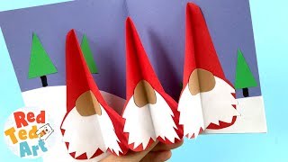 Easy Gnome Pop Up Card DIY  3d Christmas Card Designs for Kids [upl. by Aitekram593]