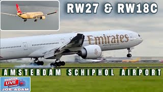 Arrivals RW27 then RW18C at Amsterdam Schiphol Airport Live [upl. by Cross]