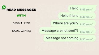 Read WhatsApp Messages With Single Tick No Double Tick WhatsApp [upl. by Anaitsirhc]