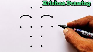 Janmashtami Special  Krishna Painting Step by Step for Beginners  Dots Drawing [upl. by Calise]