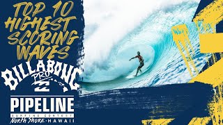 The Top 10 Highest Scoring Waves From Day 1 At The Billabong Pipeline Pro [upl. by Thorfinn]