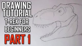 Learn how to Draw a Jurassic Park Trex Head for Beginners Tutorial Part 1 [upl. by Hofstetter]