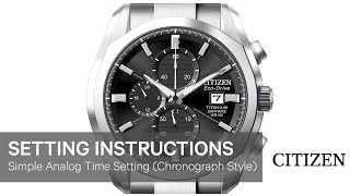 Citizen Watch Setting Instructions — Simple Analog Time Setting Chronograph Style [upl. by Skyla299]