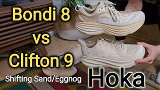 HokaBondi 8 vs Clifton 9  Shifting Sandeggnog color کفش هوکا [upl. by Mcnutt507]