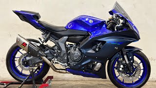 Yamaha YzfR7 2021 Exhaust sound Akrapovic cloning slip on [upl. by Lerat]