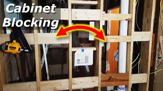 How To Add Stud Wall Cabinet Blocking For Kitchen Cabinet Installs [upl. by Ahar985]