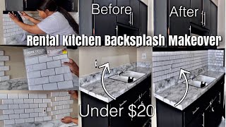 DIY Rental Kitchen MAKEOVER Removable BacksplashAffordable Kitchen TransformationRenter Friendly [upl. by Sweyn658]