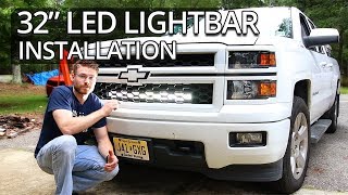 How to Install and Wire Auxbeam LED Light Bar behind 20142018 Silverado Sierra Grille [upl. by Norihs]