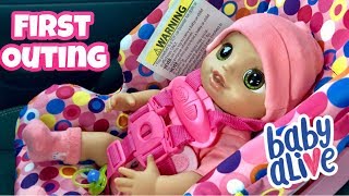 Baby Alive Real as can first outing to Walmart including car ride feeding [upl. by Eseeryt866]