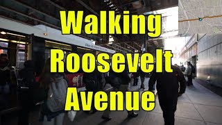 ⁴ᴷ Walking Tour of Roosevelt Avenue Queens NYC from Sunnyside to Flushing GPS Overlay [upl. by Airdnaxila]