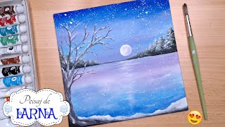 ❄️Peisaj de Iarna  Cum pictez zapada  Winter snowy landscape painting [upl. by Assertal349]