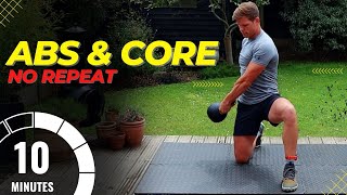 10 minutes Abs and Core Kettlebell Workout  No Repeat [upl. by Penn]