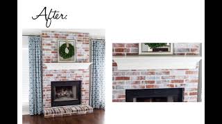 The EASIEST Way to Whitewash a Brick Fireplace For Less Than 20 [upl. by Nashoma344]