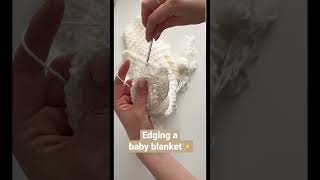 How to edge a baby blanket in crochet shellstitch crochettutorial crochet [upl. by Paxon56]