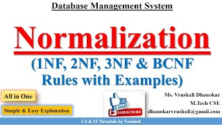 DBMS 17 Normalization in DBMS  1NF 2NF 3NF 4NF BCNF  DBMS  SQL Tutorial for Beginners [upl. by Eicnahc]