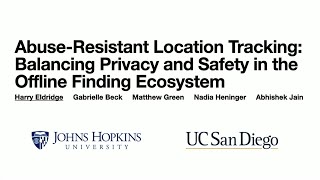 USENIX Security 24  AbuseResistant Location Tracking Balancing Privacy and Safety in the [upl. by Olimac116]