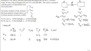 Ideal gas mixture mixing two tanks [upl. by Sello678]