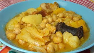 POTAJE DE GARBANZOS CON COL  RECETA FÁCIL [upl. by Froehlich387]