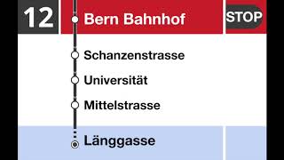 Bernmobil Ansagen  Bus Linie 12 Zentrum Paul KleeBernLänggasse Teilstrecke BahnhofLänggasse [upl. by Weisman300]