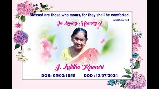 15th Jul 2024  Smt jLalitha Kumari Memorial Service [upl. by Akinnor473]