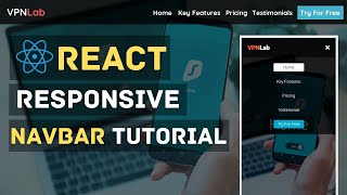 Build Responsive Navbar with React and React Router  React Tutorials for Beginners [upl. by Ahsakat]