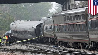 Amtrak crash Amtrak collides with parked freight train due to wrongly positioned switch  TomoNews [upl. by Frentz923]