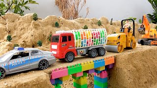 Collection funny videos toy bridge construction vehicles [upl. by Laktasic]