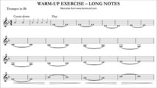 Trumpet WARMUP PlayAlong  Long notes [upl. by Ahsuatan740]