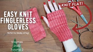 KNIT FLAT Quick amp Easy Fingerless Gloves  Free Tutorial and Free Pattern  Knitting House Square [upl. by Ainek]