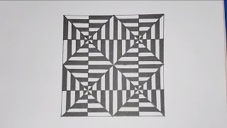 How To Draw Easy Geometrical Optical Illusion Drawing On Paper❤️💢 [upl. by Kumar831]