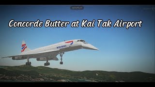 4K Concorde Landing at Kai Tak  GeoFS swiss001lanidng hawkeyelanding helladlanding [upl. by Ailel]