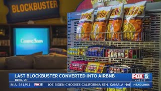 Worlds Last Blockbuster Becomes Airbnb Rental [upl. by Ellertnom]