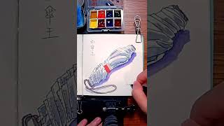 Folding Umbrella pen watercolor sketch timelapse shorts [upl. by Naek859]