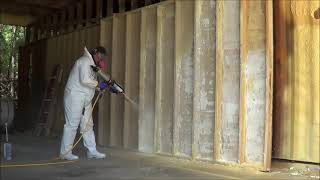 Spraying SprayEZ Open Cell Foam With FastKick Gun [upl. by Htennek]