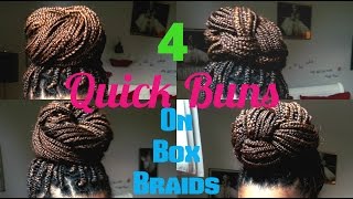 4 Elegant High Bun Hairstyles on BOX BRAIDS [upl. by Ikcaj644]