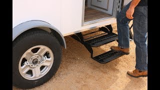 How to Build a DIY Travel Trailer  Folding Steps Security jack mod and more Part 8 [upl. by Dolhenty506]