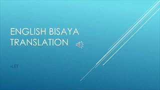 ENGLISH BISAYA TRANSLATION  CREATING A SIMPLE SENTENCE [upl. by Nivets]