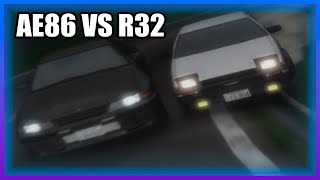 INITIAL D  AE86 VS R32 HIGH QUALITY [upl. by Connors]