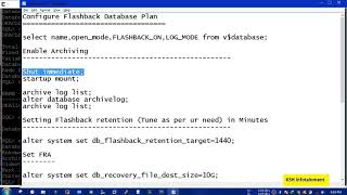 Enable Flashback In Oracle Database  For PITR [upl. by Dominick11]