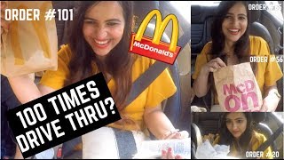 100 TIMES McDonalds Drive Thru CHALLENGE  CRAZY FUN [upl. by Hoopes251]