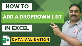 How to Add a Dropdown List in Excel  Data Validation in Excel [upl. by Lebiralc]