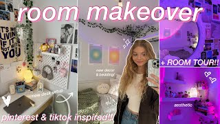 EXTREME ROOM MAKEOVER  ROOM TOUR 2023 aesthetictiktokpinterest inspired bedroom transformation [upl. by Yeldoow]