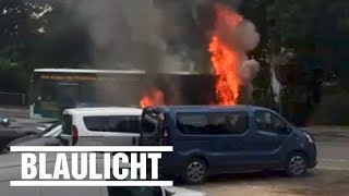 Linienbus plötzlich in Flammen Feuerwehr löscht [upl. by Liebowitz]