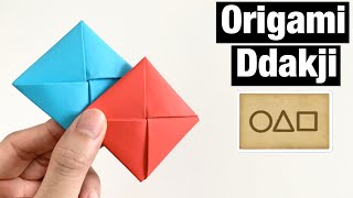 HOW TO MAKE DDAKJI  SQUID GAME  ORIGAMI  EASY [upl. by Nylirehs756]